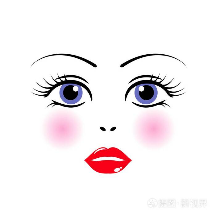 娃娃, 女孩, 女人可爱的脸模板矢量插画-正版商用图片0so9zq-摄图新视