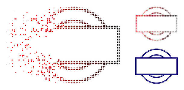 崩解点半色调双圆框和矩形框架图标