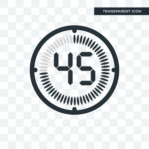 在透明背景上隔离的45分钟矢量图标, t照片