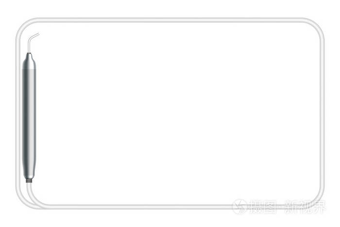 牙科牙科仪器和圆形矩形框架由电缆, 插图3d 虚拟设计隔离在白色背景