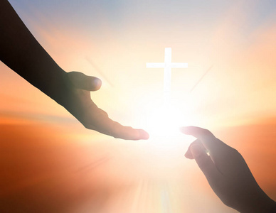 国际和平日概念: 上帝帮助的手照片