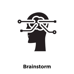 头脑风暴的图标向量被隔离在白色背景上, 头脑风暴的标志概念标志在透明背景, 充满黑色符号