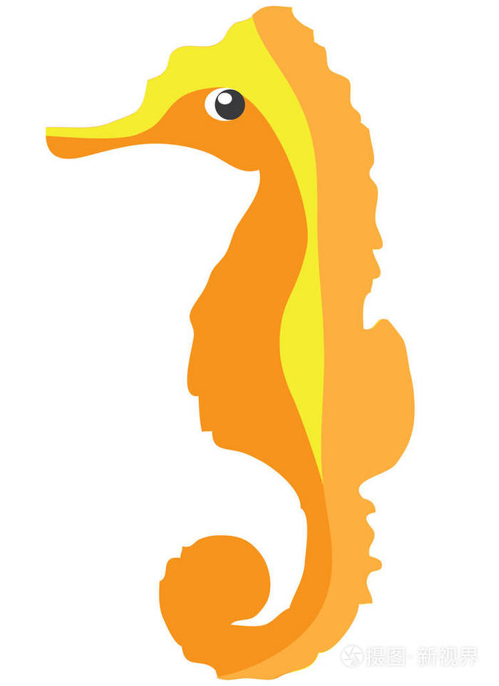 在白色背景下被孤立的可爱卡通海马的矢量插图