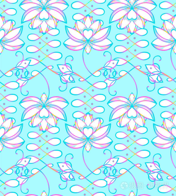 莲花和神圣的几何学.无缝模式.unamole 印度教象征智慧和完美之路.