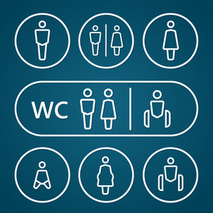 好看的男宝宝图厕所男女性怀孕跛子和婴儿标志轮廓化描边矢量图照片