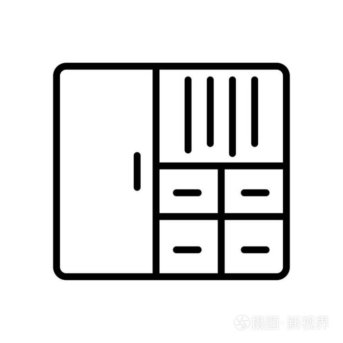 衣柜图标矢量隔离在白色背景, 衣柜标志
