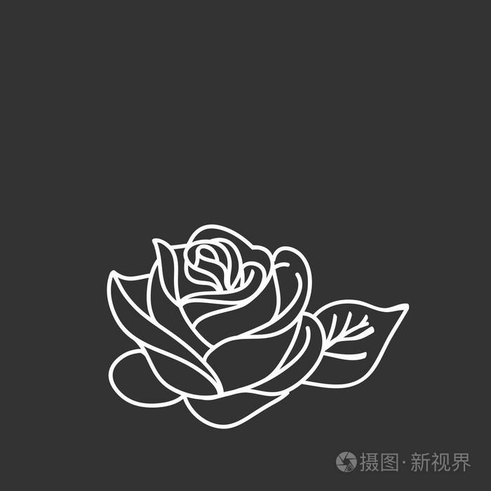在灰色背景上隔离的玫瑰图标符号矢量