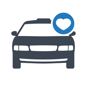 出租车图标, 交通, 出租车, 旅游概念图标与心脏标志