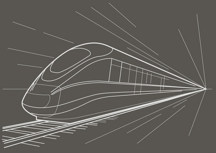 线性素描高速列车灰色背景