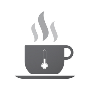孤立的咖啡杯子图标带有温度计图标