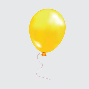 黄色飘带充气黄色气球.逼真的球, 在透明的背景下照片