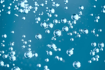 蓝色水气泡背景, 抽象新鲜夏季模式