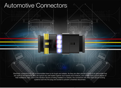 汽车连接器的插图。可以用作广告。技术背景向量。图像的所有元素都被分组