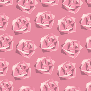 无缝模式与抽象的多边形玫瑰照片