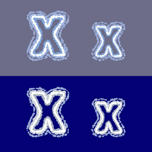 灰色和蓝色背景上的矢量字母 X