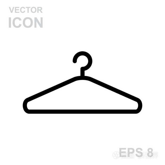 白色背景上孤立的衣架图标
