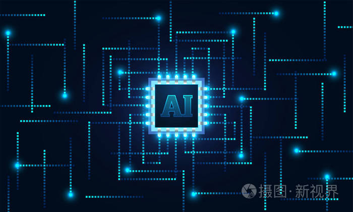 计算机生成的数字连接结构与人工智能 (ai) 芯片