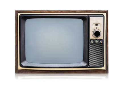 复古复古风格的老电视在白色背景