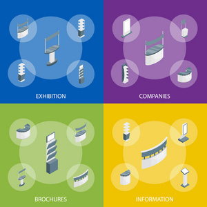 展架3d 横幅设置等距视图。向量