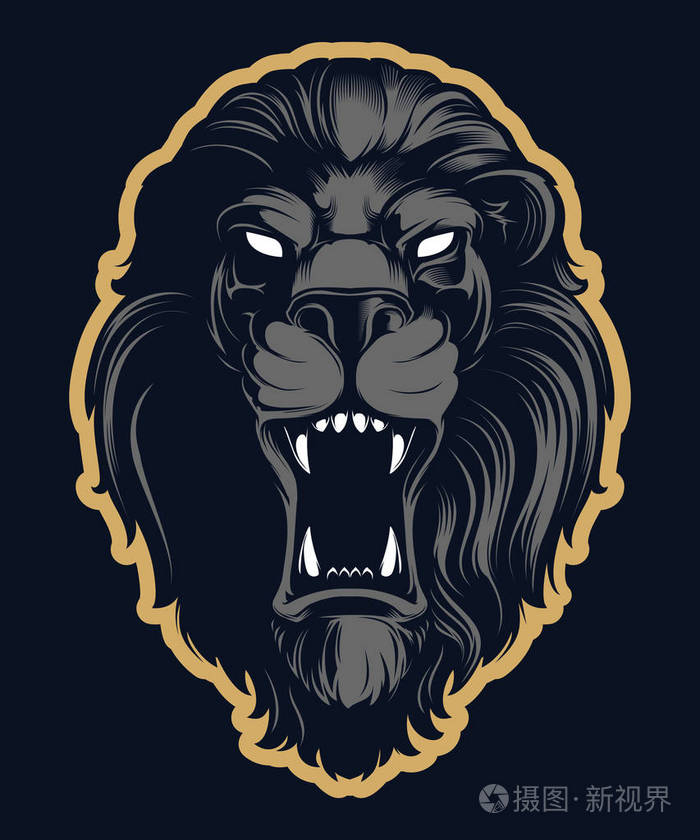 咆哮狮头吉祥物, 彩色版.伟大的体育标志和团队吉祥物