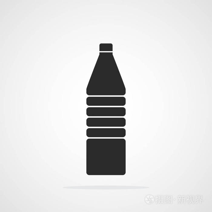 ppastic 瓶的剪影.矢量插图.黑色瓶子图标, 隔离