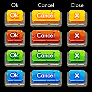 卡通五彩石广场用于游戏的按钮图片