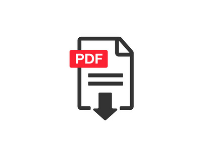 Pdf 文件下载图标。文档文字，符号 web 格式信息