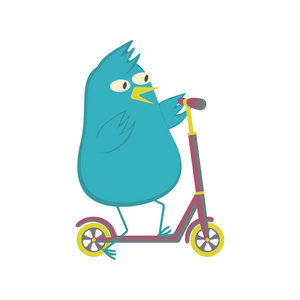 蓝鸟骑推滑板车