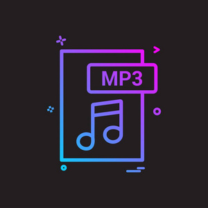 mp3 文件格式图标矢量设计