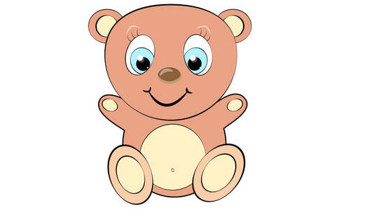 爱卡通熊在古典风格与可爱, 美丽, 棕色熊男孩与大头部和蓝色的眼睛在