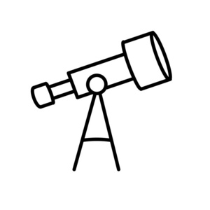 望远镜图标矢量被隔离在白色背景, 望远镜 si