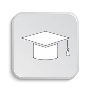 毕业图标。白色背景上的互联网按钮