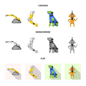 机器人和工厂标识的隔离对象。库存机器人和空间矢量图标的采集