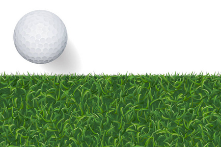 高尔夫球和绿草背景与区域为拷贝空间。矢量插图
