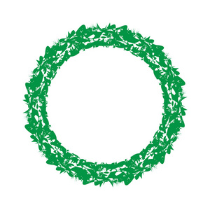 用于文本的画笔的圆形抽象绿色框架。设计, 草, 草坪的元素。矢量插图