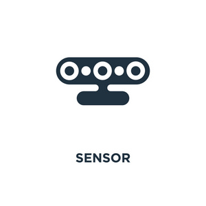传感网传感器图标.黑色填充矢量图.在白色背景上的传感器符号.