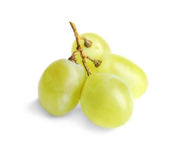新鲜成熟的多汁葡萄被隔绝在白色