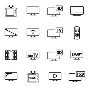 矢量线电视图标集