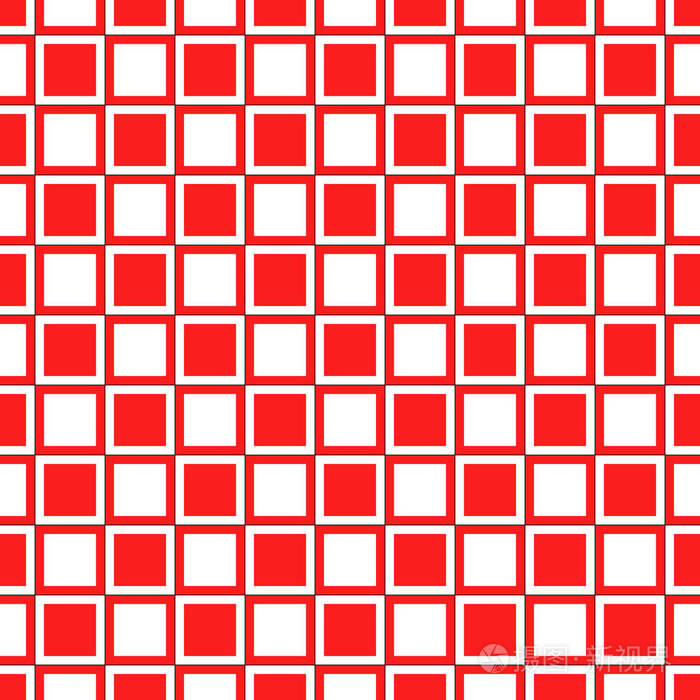 红色和白色抽象重复正方形模式背景