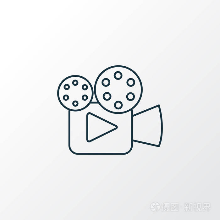 电影院图标线符号.时髦风格的优质隔离摄像机元件