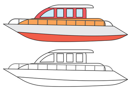 游艇, 着色页。矢量插图