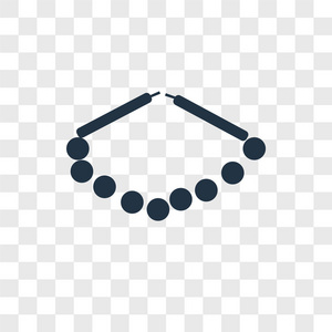 珍珠项链矢量图标隔离在透明背景上, 珍珠项链徽标概念