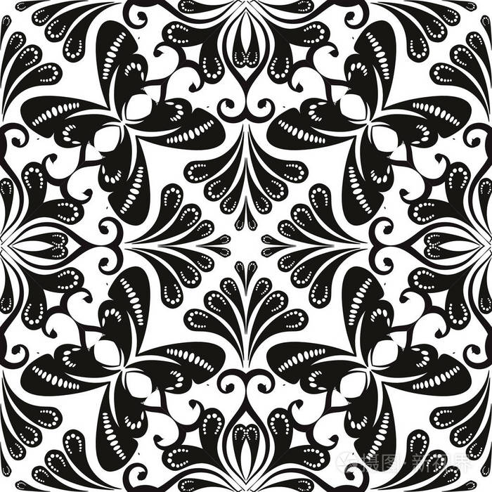 手绘的佩斯利花, 叶子, 漩涡, 抽象的蝴蝶.纺织品装饰设计