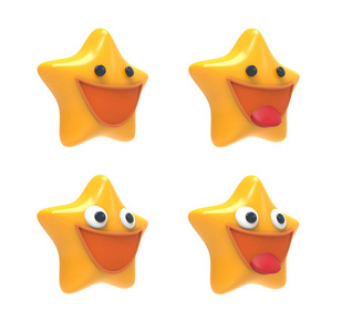 微笑快乐星 emoji 表情图标。3d 图像