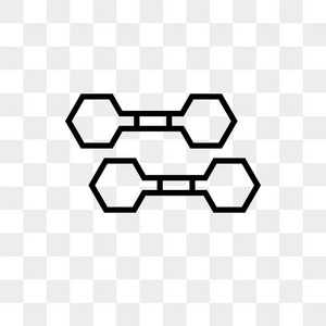 在透明背景上隔离的哑铃矢量图标, Dumbbe