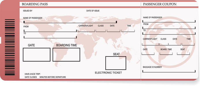 模式的登机通行证或机票