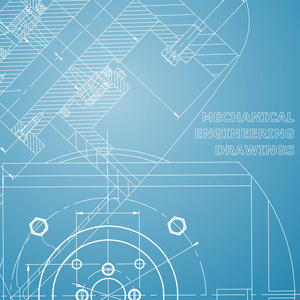 力学。技术设计。工程风格。机械。封面, 传单, 横幅。企业形象。蓝色和白色