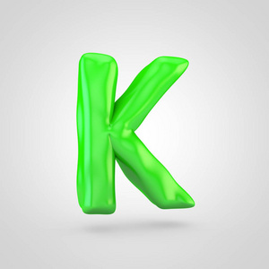 绿色橡皮泥字母 K 大写在白色背景上被隔离