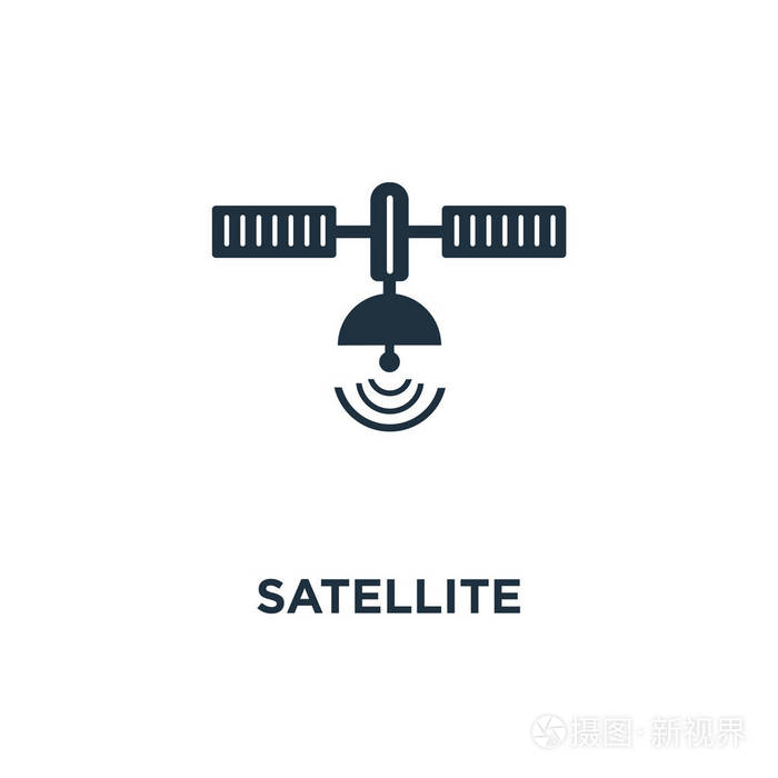 黑色填充矢量图.白色背景上的卫星符号.可用于网络和移动