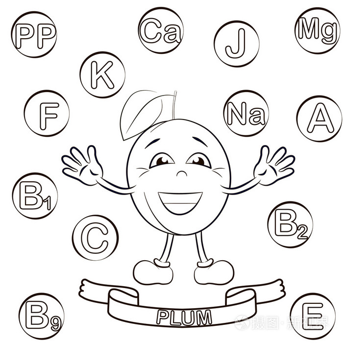 卡通梅花含维生素和矿物质插画-正版商用图片0sqpbd-摄图新视界